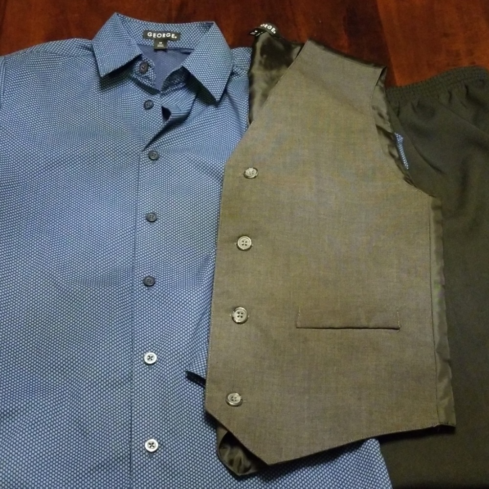 Kids Boys Dress Shirt Vest Pants Set 14